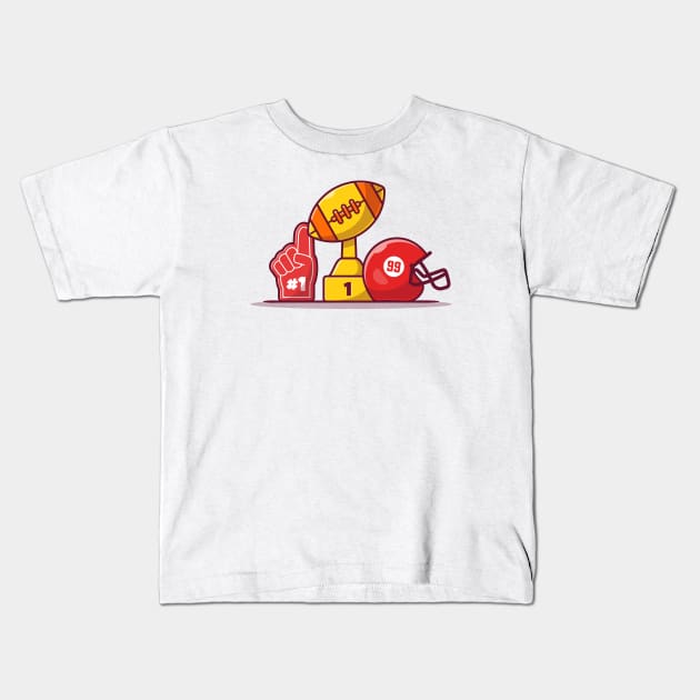 Helmet And Rugby Ball Trophy Kids T-Shirt by Catalyst Labs
